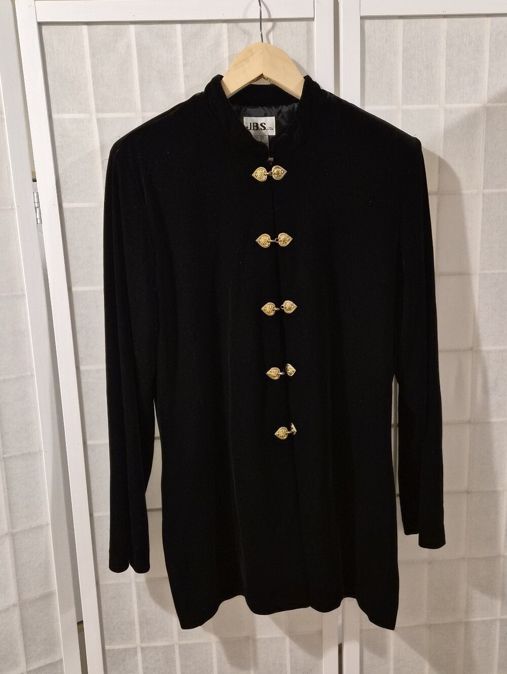 Vintage stretch velvet mandarin blazer jacket Sz 12